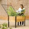 Elevated Planter Box And Space-Maker Pivoting Trellis Set, 2' X 4' -Backyard Bloomers 8590247 492 cedar planter box with trellis tif 1