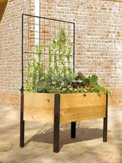 Elevated Planter Box And Space-Maker Pivoting Trellis Set, 2' X 4' -Backyard Bloomers 8590247 550 tif 1