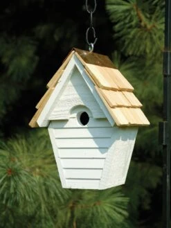 Heartwood Wren-in-the-Wind Bird House -Backyard Bloomers 8591093whw 02v heartwood wren in the wind bird house whitewashed