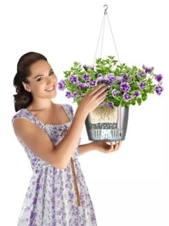 Lechuza® Nido Cottage Wicker Hanging Planter -Backyard Bloomers 8591154WT 003V tif