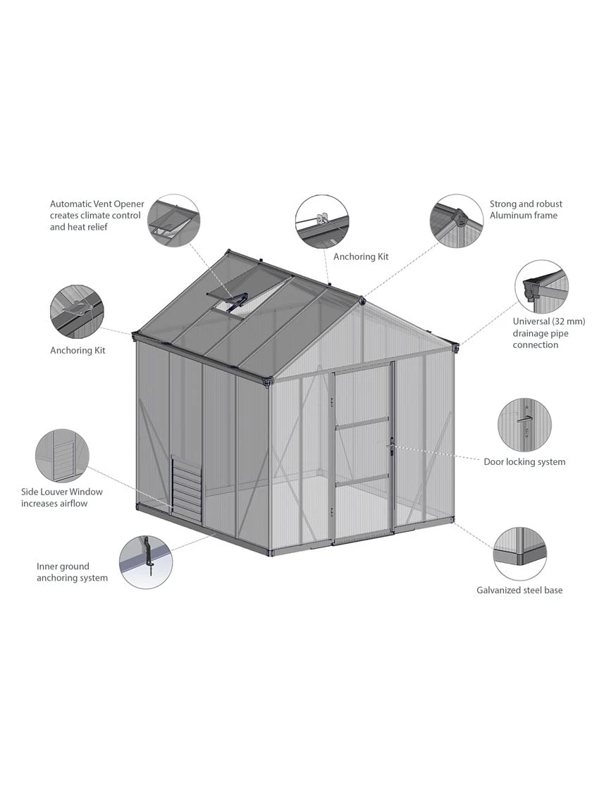 Canopia® By Palram Glory™ Greenhouse, 8' 22 Canopia® By Palram Glory™ Greenhouse, 8' - Image 20