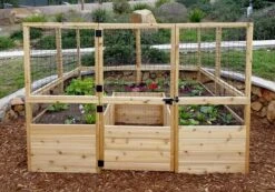 Garden In A Box Cedar Raised Bed With Deer Fence, 8' X 8' -Backyard Bloomers 8595875 03V tif