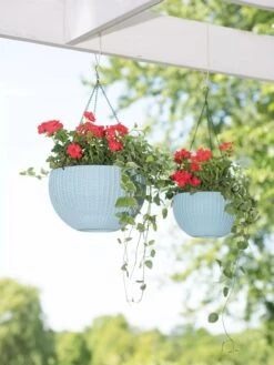 Weave Self-Watering Hanging Basket, 10" 7 Weave Self-Watering Hanging Basket, 10" -Backyard Bloomers 8596490 2069 tif