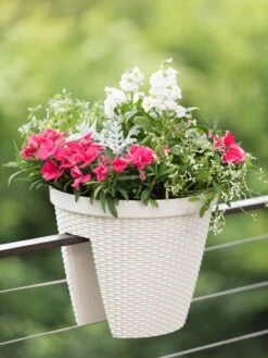 Weave Round Railing Planter, 11" -Backyard Bloomers 8598370 8580 tif