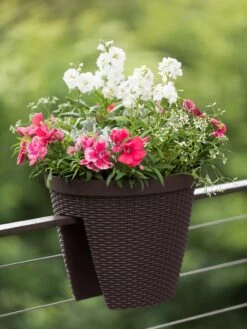Weave Round Railing Planter, 11" -Backyard Bloomers 8598370 8584 tif