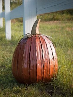 Desert Steel Pumpkin Luminary, Tall -Backyard Bloomers 8599559 05v desert steel pumpkin luminary tall lantern