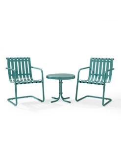 Crosley Gracie 3-Piece Metal Outdoor Seating Set -Backyard Bloomers 8599631 01v crosley gracie 3 piece metal outdoor seating set blue