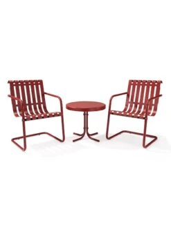 Crosley Gracie 3-Piece Metal Outdoor Seating Set -Backyard Bloomers 8599631 04v crosley gracie 3 piece metal outdoor seating set red