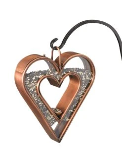 Fly-Thru™ Bird Feeder With Copper Finish -Backyard Bloomers 8600193 05v fly thru bird feeder with copper finish heart