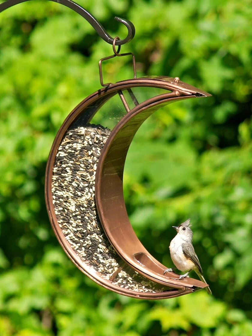 Crescent Moon Bird Feeder With Copper Finish 3 Crescent Moon Bird Feeder With Copper Finish