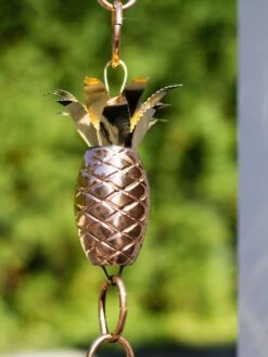 Pineapple Pure Copper Rain Chain, 8.5' -Backyard Bloomers 8600210 02v