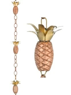 Pineapple Pure Copper Rain Chain, 8.5' -Backyard Bloomers 8600210 04v