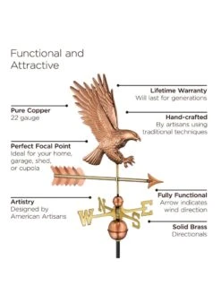 Bald Eagle Copper Weathervane -Backyard Bloomers 8600276 02v