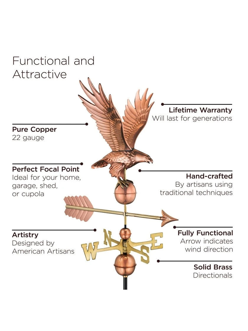 Freedom Eagle Copper Weathervane 4 Freedom Eagle Copper Weathervane - Image 2