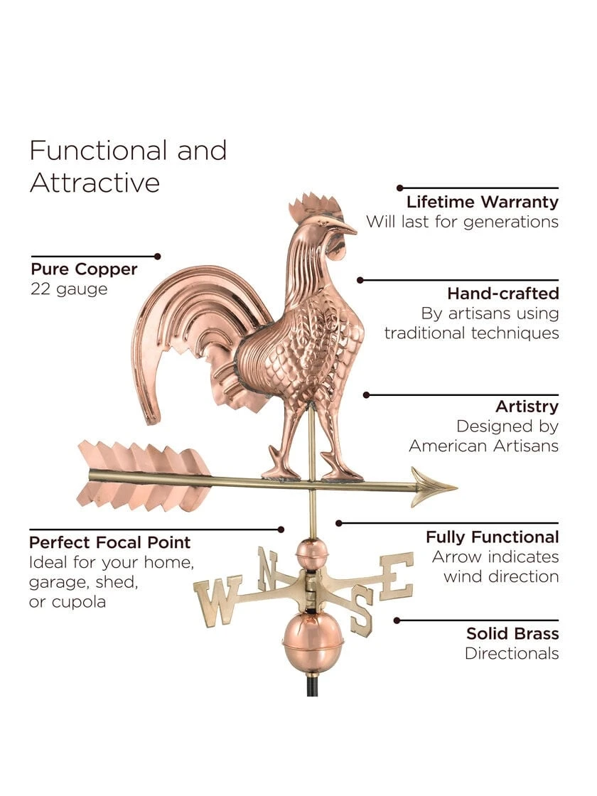 Rooster Copper Weathervane 5 Rooster Copper Weathervane - Image 3