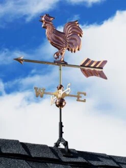 Rooster Cottage Copper Weathervane With Roof Mount -Backyard Bloomers 8600284 02v