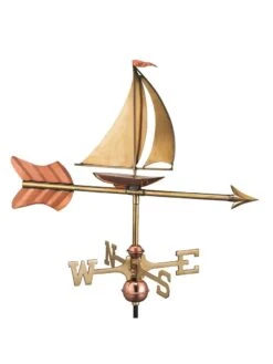 Sailboat Cottage Copper Weathervane With Roof Mount -Backyard Bloomers 8600347 02v sailboat cottage copper weathervane roof mount