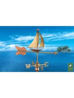 Sailboat Garden Copper Weathervane With Pole -Backyard Bloomers 8600347 03v sailboat cottage copper weathervane roof mount