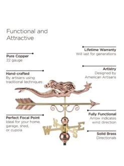 Little Mermaid Copper Weathervane -Backyard Bloomers 8600350 04v