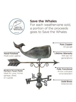 Save The Whales™ Copper Weathervane -Backyard Bloomers 8600371 01v