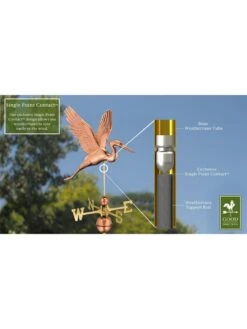 Graceful Blue Heron Copper Weathervane -Backyard Bloomers 8600374 02v