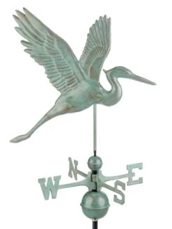 Graceful Blue Heron Copper Weathervane -Backyard Bloomers 8600374 05v graceful blue heron weathervane blue verde