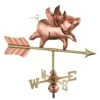 Flying Pig Cottage Copper Weathervane With Roof Mount -Backyard Bloomers 8600376 01v flying pig cottage weathervane roof mount