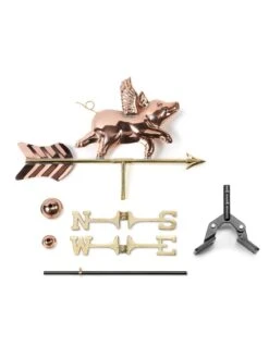 Flying Pig Cottage Copper Weathervane With Roof Mount 7 Flying Pig Cottage Copper Weathervane With Roof Mount -Backyard Bloomers 8600376 03v