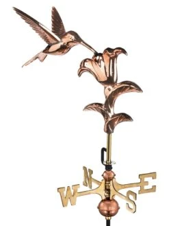 Hummingbird Cottage Copper Weathervane With Roof Mount -Backyard Bloomers 8600377 01v hummingbird garden copper weathervane pole