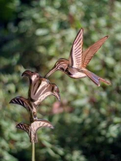 Hummingbird Garden Copper Weathervane With Pole -Backyard Bloomers 8600377 03v hummingbird cottage weathervane roof mount 1