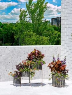 Galvanized Grow Bag Triple Planters With Stand 13 Galvanized Grow Bag Triple Planters With Stand -Backyard Bloomers 8609180 0344 tif