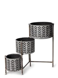 Galvanized Grow Bag Triple Planters With Stand 12 Galvanized Grow Bag Triple Planters With Stand -Backyard Bloomers 8609180 4812 tif