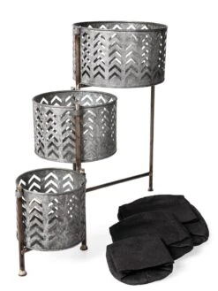 Galvanized Grow Bag Triple Planters With Stand 10 Galvanized Grow Bag Triple Planters With Stand -Backyard Bloomers 8609180 4817 tif