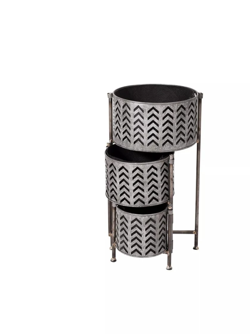 Galvanized Grow Bag Triple Planters With Stand 4 Galvanized Grow Bag Triple Planters With Stand - Image 2