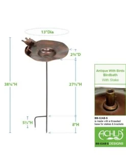Achla Designs Antiqued Birdbath With Birds And Stake -Backyard Bloomers 8609294 05v