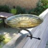 Achla Designs African Daisy Birdbath With Over-the-Rail Bracket -Backyard Bloomers 8609295 01v achla designs african daisy brass birdbath with over rail bracket