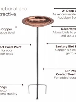 Copper Birdbath With Stake -Backyard Bloomers 8609876 03V jpg