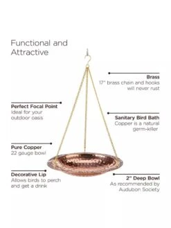 Copper Hanging Birdbath -Backyard Bloomers 8609880 04V