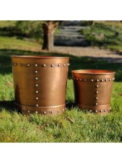 Riveted Planters, Set Of 2 -Backyard Bloomers 8610032 05v