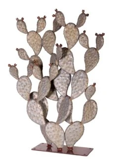 Desert Steel Prickly Pear Cactus Sculpture, Grande -Backyard Bloomers 8610769 03v