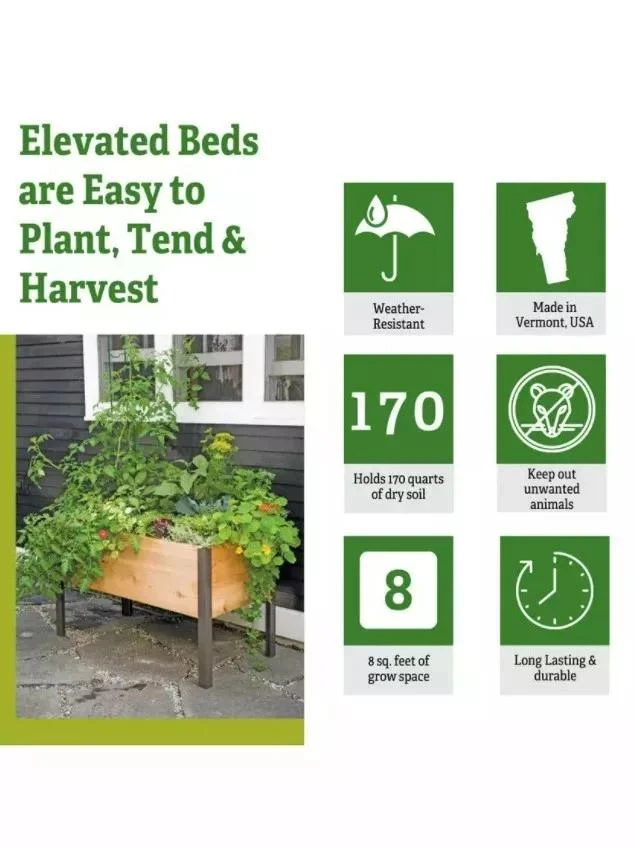 Self-Watering Eco-Stained Elevated Planter Box, 2' X 4' 4 Self-Watering Eco-Stained Elevated Planter Box, 2' X 4' - Image 2