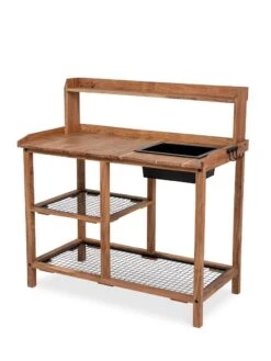 Dynamic Acacia Potting Bench With Soil Reservoir -Backyard Bloomers 8611009 002