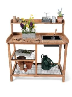 Dynamic Acacia Potting Bench With Soil Reservoir -Backyard Bloomers 8611009 005
