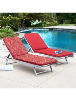 Outdoor Decor™ Chaise Lounge Cushions, 22" X 73" -Backyard Bloomers 8611127 102v fthr outdoor chaise lounge cushion 22x73 red feather