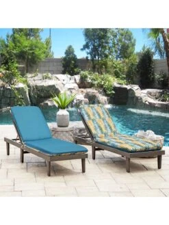 Outdoor Decor™ Chaise Lounge Cushions, 22" X 73" -Backyard Bloomers 8611127 200v aqua outdoor chaise lounge cushion 22x73 turqoise flowers