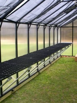 MONT Greenhouse Work Bench System, 8' X 12' -Backyard Bloomers 8611204 01v monticello greenhouse work bench system 2
