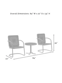 Crosley Bates 3-piece Outdoor Dining Chair Set -Backyard Bloomers 8611583 08v