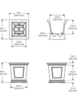 Fairfield Self-Watering Square Planter, 16” X 16” -Backyard Bloomers 8611695 19V tif