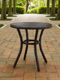 Crosley Palm Harbor Outdoor Wicker Round Side Table -Backyard Bloomers 8611949 01v palm harbor outdoor wicker round side table