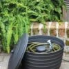 Matte Black Ribbed Hose Pot With Lid -Backyard Bloomers 8611991 061 tif